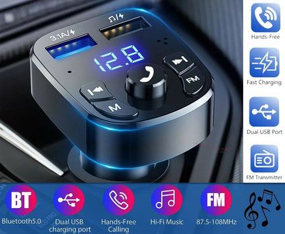 Bluetooth 5.0 Car FM Transmitter - Dual USB Charger & Hands-Free - Bluetooth car transmitter Readi Gear