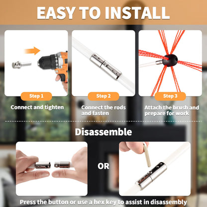 EasySweep 33ft Chimney Brush Kit – DIY Drill Cleaner System