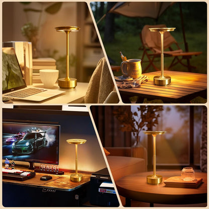 HaloGlow Ambient LED Table Lamp – Rechargeable, Cordless & Dimmable - rustic table lamp Readi Gear