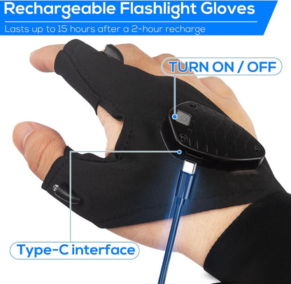 LightGrip LED Gloves - Rechargeable Hands-Free Light for Camping, Fishing, DIY - Flashlight gloves Readi Gear