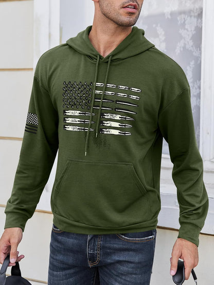 American Pride Bullet Flag Hoodie - Men's Vintage Pullover Sweatshirt - American Flag Bullet Hoodie Readi Gear
