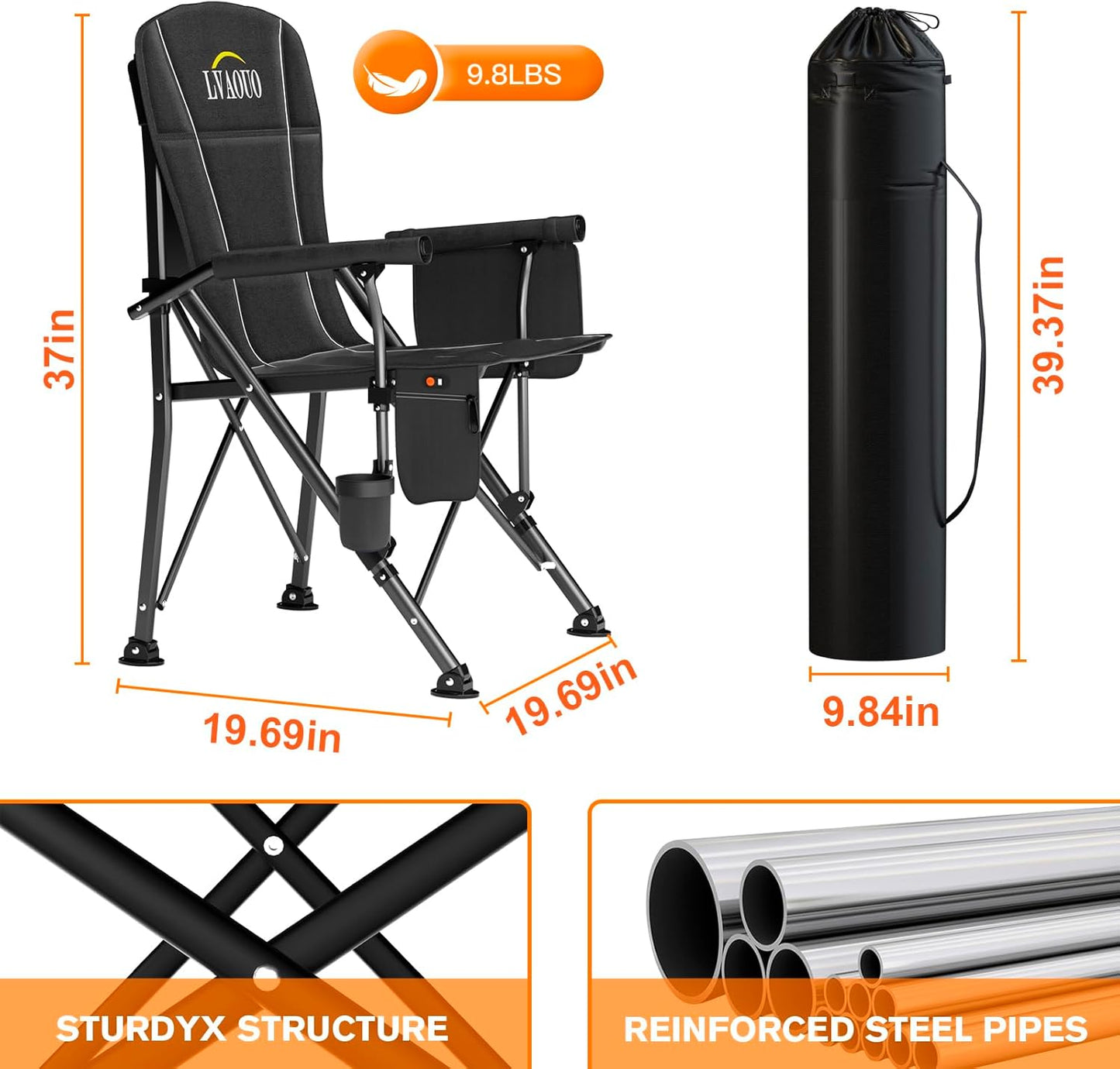 MaxHeat 3-Zone Heated Camping Chair - 20000mAh Battery, 600lb Support - Heated camping chair Readi Gear