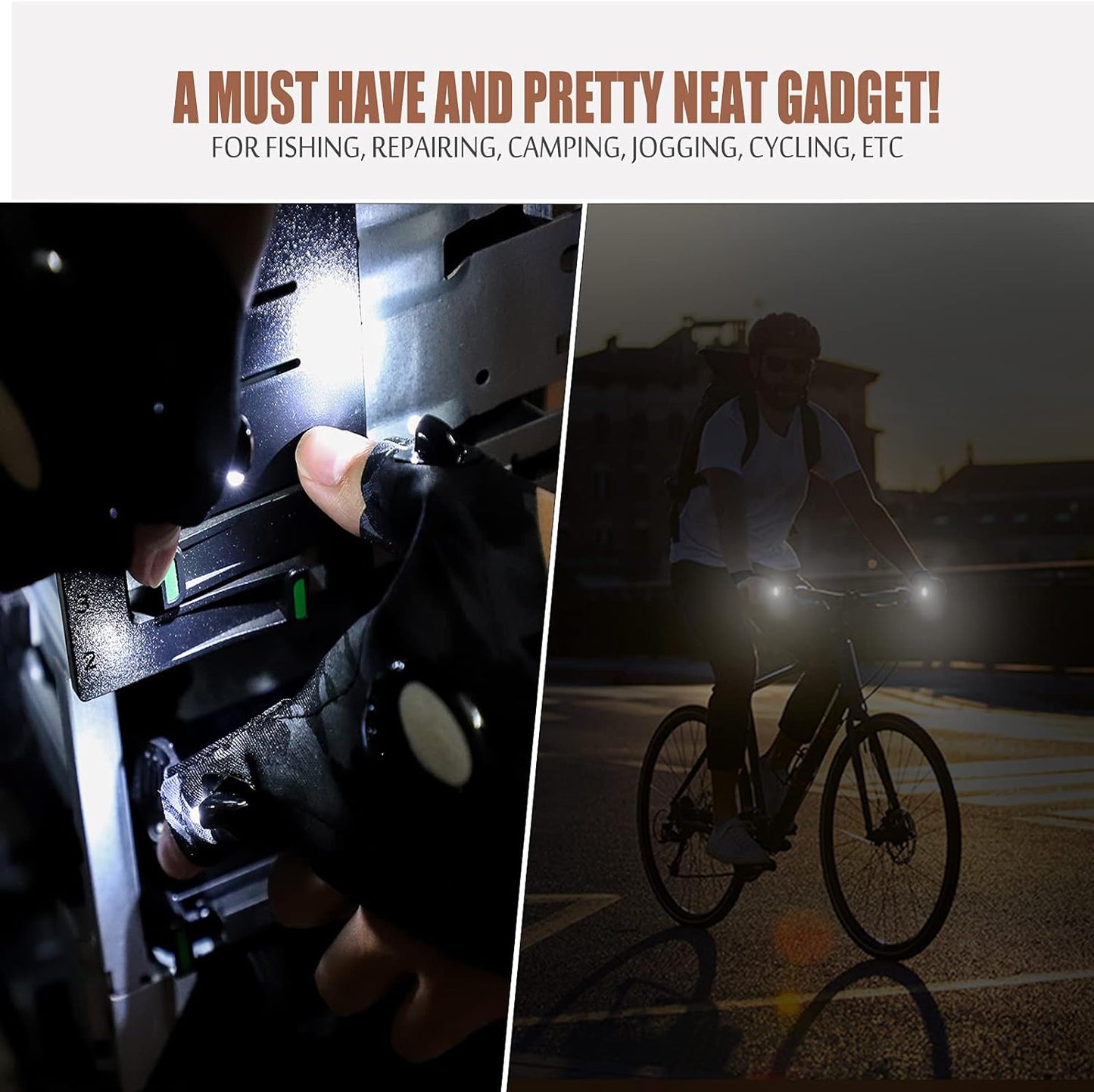 CamoGuard LED Flashlight Gloves - Hands-Free Waterproof Light for Outdoors - Flashlight gloves Readi Gear