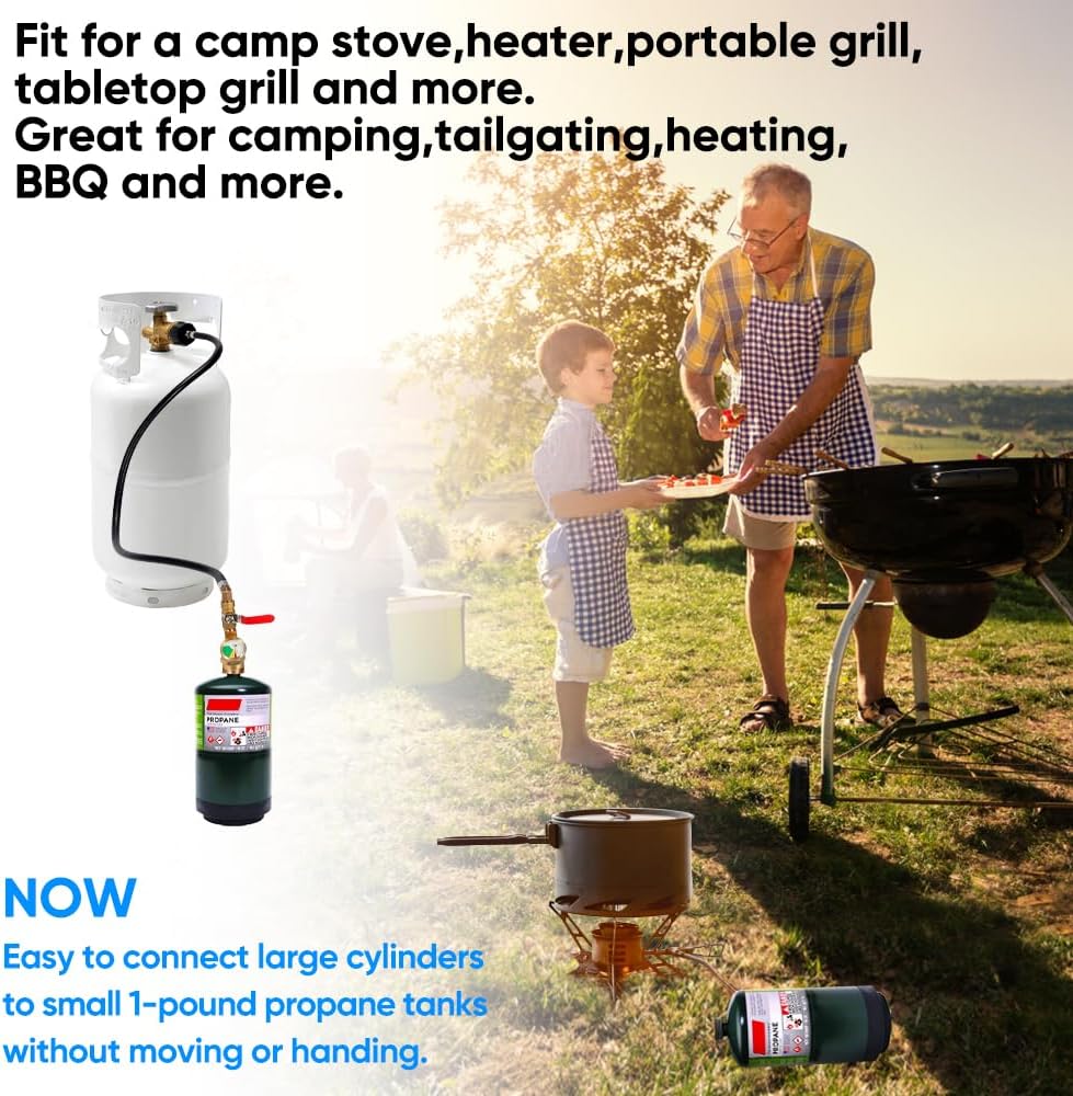 1LB Propane Tank Refill Hose with On/Off Valve – Fits 20/40LB Tanks