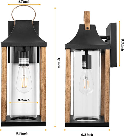 RusticWood Large 17" Outdoor Wall Sconce for Porch & Patio - Rustic wood porch sconce Readi Gear