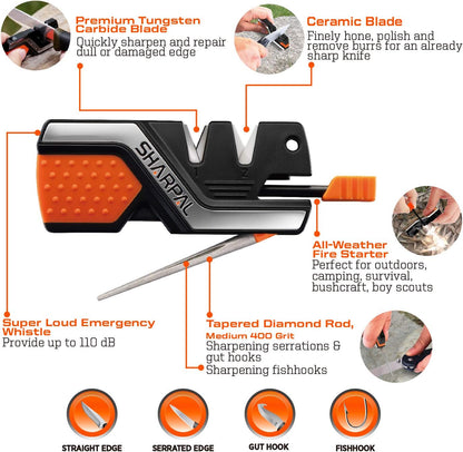 6-in-1 Knife Sharpener/Fire Starter & Garden Blade Tool Sharpening Set - Knife sharpener/fire starter & garden blade sharpener Readi Gear