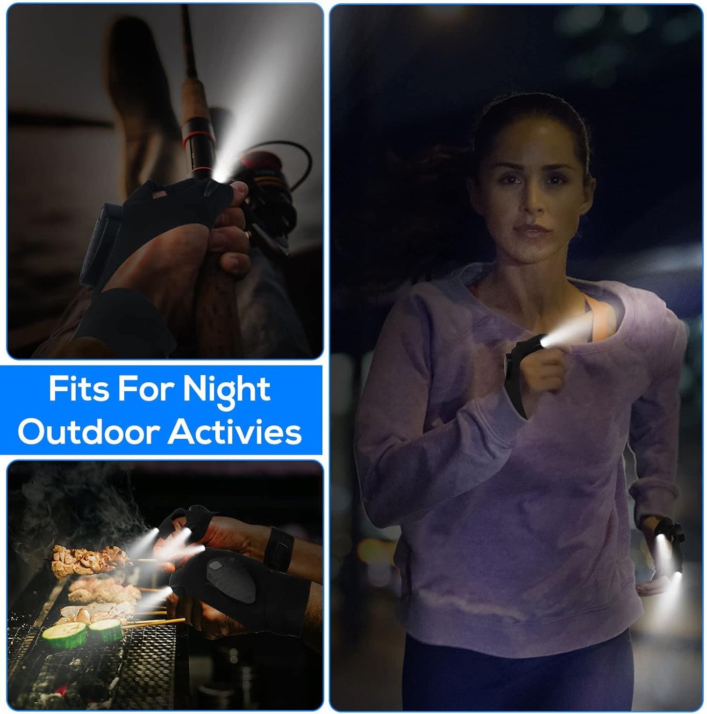 LightGrip LED Gloves - Rechargeable Hands-Free Light for Camping, Fishing, DIY - Flashlight gloves Readi Gear