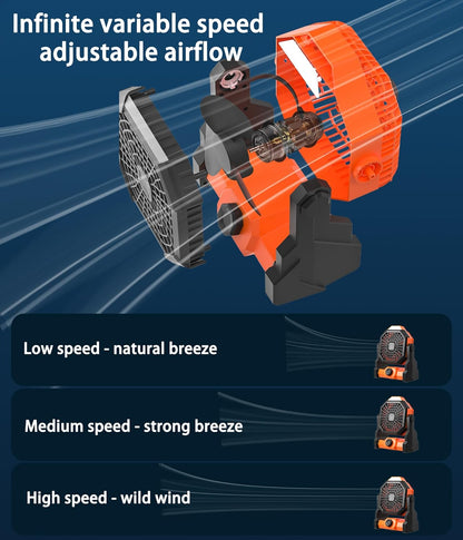 TrailCool Xtreme Rechargeable Camping Fan w/ LED Light & 360° Hook - Camping fan with light Readi Gear