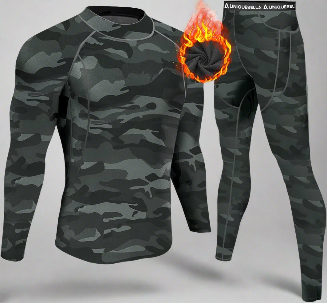 ThermoSkin Fleece-Lined Base Layer Set - Ultra Soft, Stretchy, Breathable - Thermal Underwear Set Readi Gear