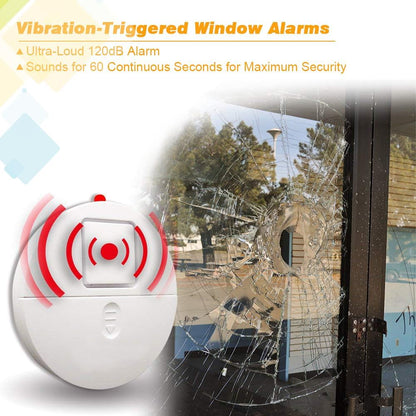 GlassBreak Defender – 4 Wireless Window Alarms with LED & Battery Alert