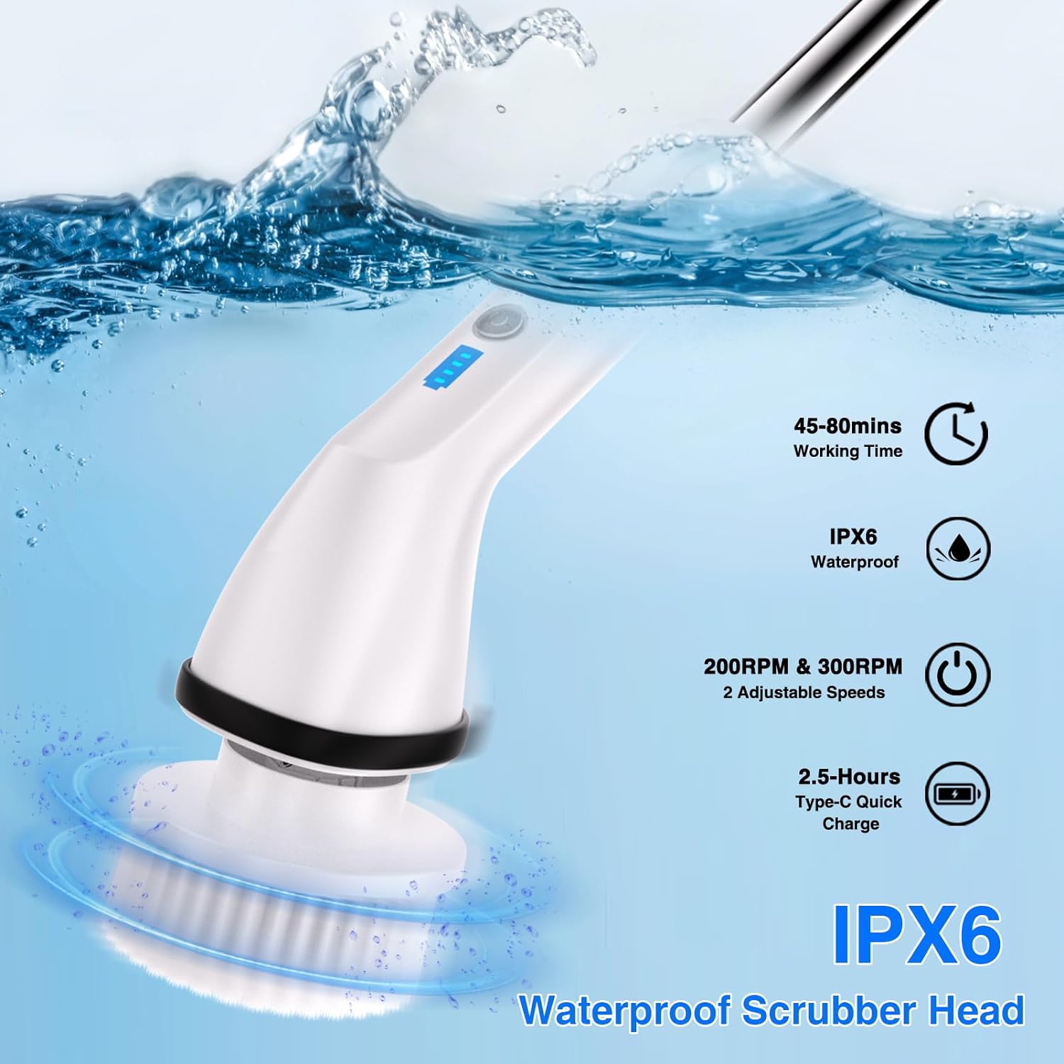 TurboBrush Electric Spin Scrubber Kit: 7 Brushes, 3 Speeds - Readi Gear