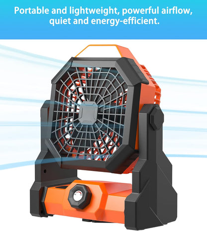 TrailCool Xtreme Rechargeable Camping Fan w/ LED Light & 360° Hook - Camping fan with light Readi Gear