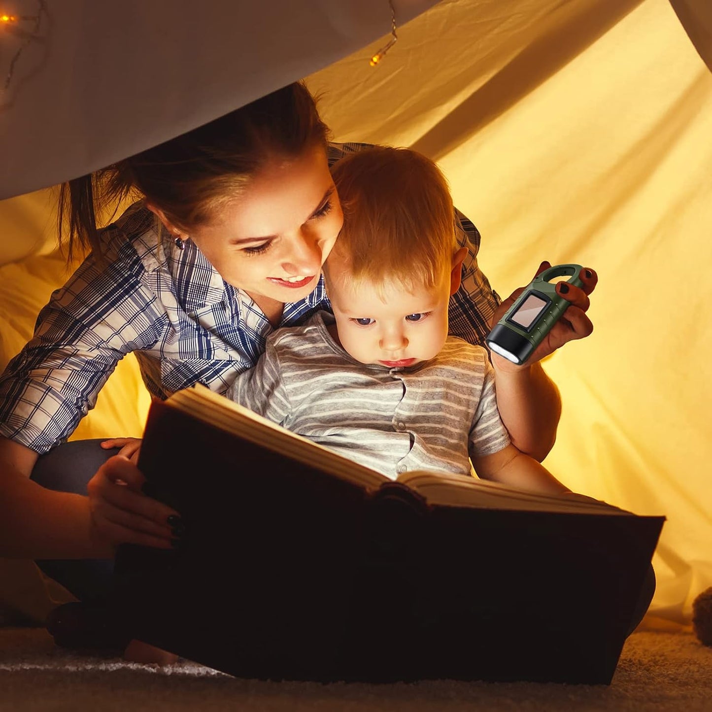 SolarCrank Survival Flashlights - Rechargeable LED Emergency Light w/ Carabiner - Solar crank flashlight Readi Gear