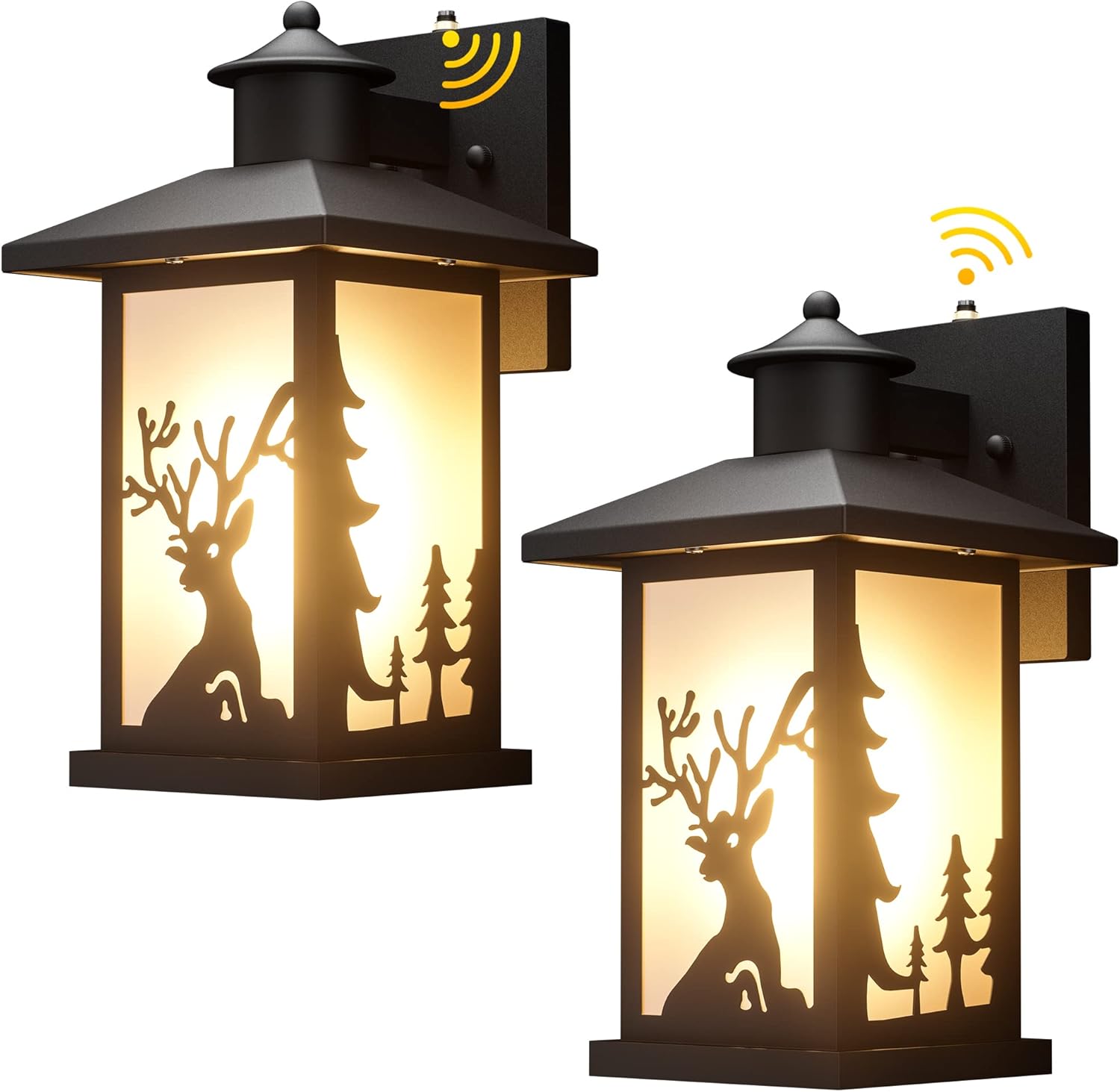 WildLodge Outdoor Porch Light - Deer Design, Motion Sensor, Dusk to Dawn - Rustic deer design porch lights Readi Gear