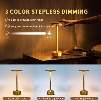 HaloGlow Ambient LED Table Lamp – Rechargeable, Cordless & Dimmable - rustic table lamp Readi Gear