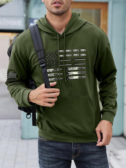 American Pride Bullet Flag Hoodie - Men's Vintage Pullover Sweatshirt - American Flag Bullet Hoodie Readi Gear
