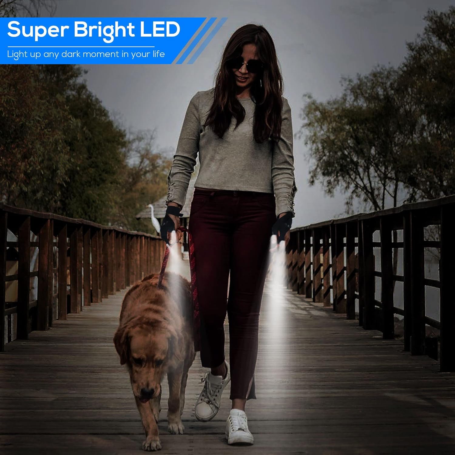 LightGrip LED Gloves - Rechargeable Hands-Free Light for Camping, Fishing, DIY - Flashlight gloves Readi Gear