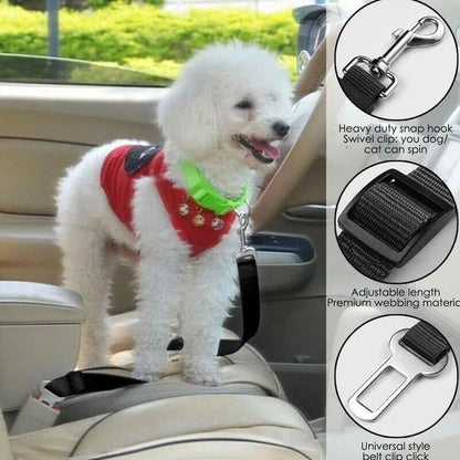 PetSecure Adjustable Seatbelt Harness – Car Safety Lead (2 Pack) - Pet seatbelt harness Readi Gear