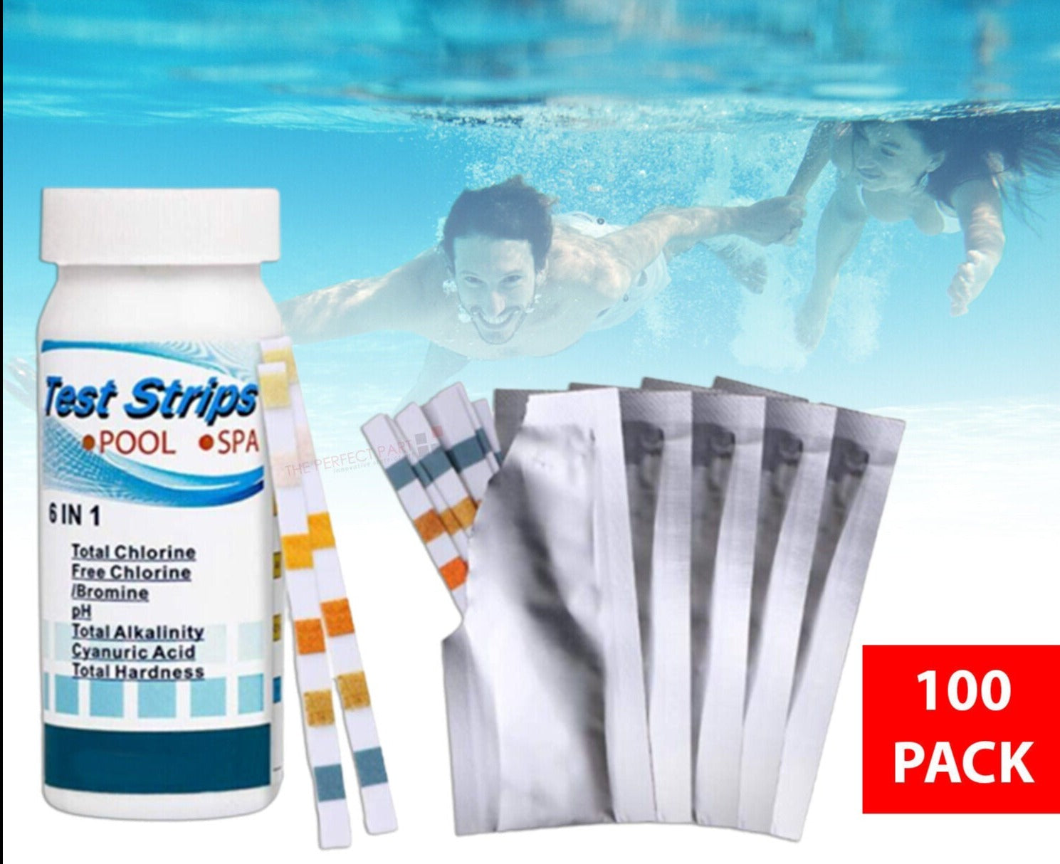 AquaGuard 6-in-1 Pool & Spa Test Strips - Fast Chlorine & pH Testing - Pool water testing kit Readi Gear