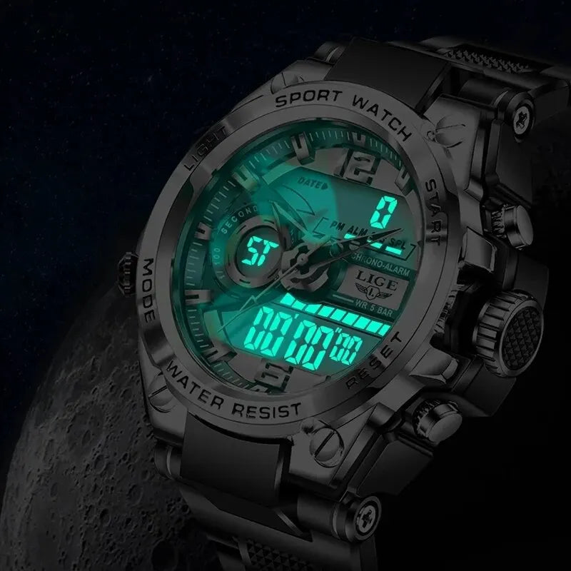 Lige SteelForce 50M Waterproof Military Sport Watch with LED - waterproof military watch Readi Gear