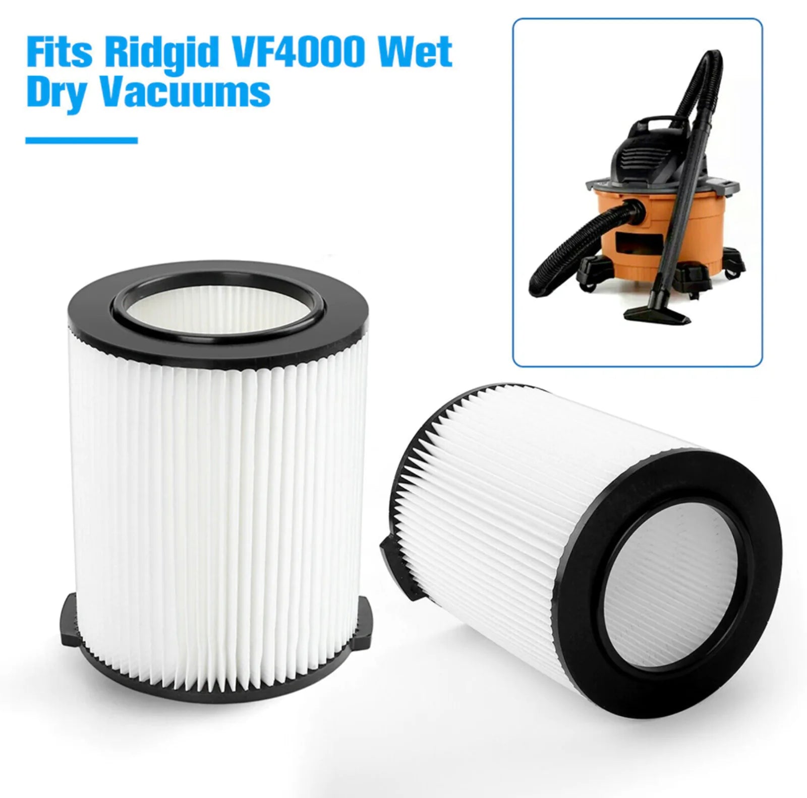 RIDGID VF4000 Wet/Dry Shop Vac Replacement Filter - Washable & Reusable (fits HUSKY & CRAFSTMAN Vacs) - Wet/Dry Shop Vac Filter Readi Gear