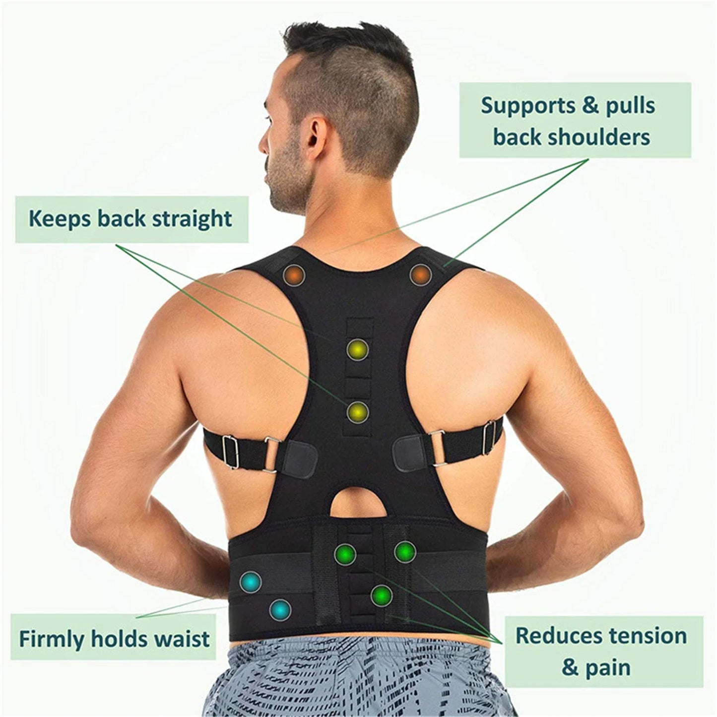 AlignPro Magnetic Posture Corrector - Adjustable Back Support Brace - Readi Gear