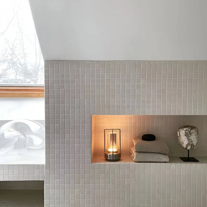 NordicWoods Rustic Lantern - USB Rechargeable Cabin Light - rustic table lamp Readi Gear