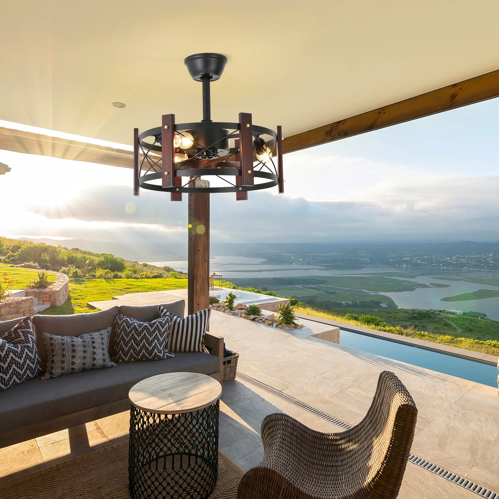 Rustic Retreat Farmhouse Style Ceiling Fan - 6-Speed, LED Light, Remote Control - Readi Gear