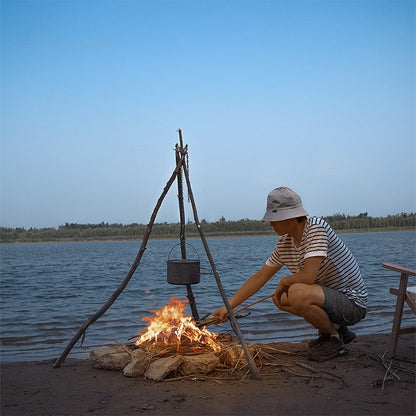 Trailblazer's Triangle: Stainless Steel Tripod Pot Hanger for Campfire Cooking - Campfire cooking gear Readi Gear