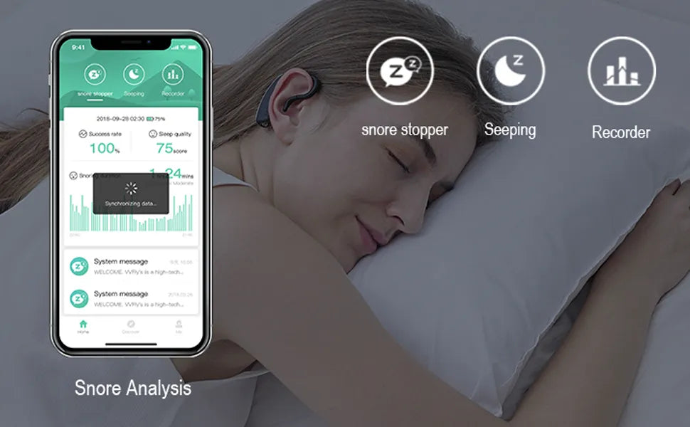 SnoreEase Bluetooth Sleep Aid - Anti-Snoring Earset & Sleep Analyzer - anti-snoring device Readi Gear
