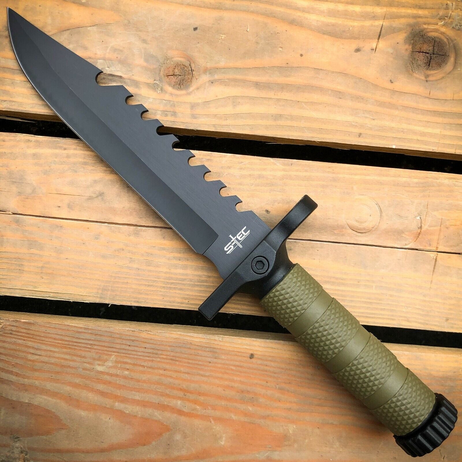Tactical Survival Knife 12.5" w/ Fire Starter, Compass, & Sharpener - survival knife Readi Gear