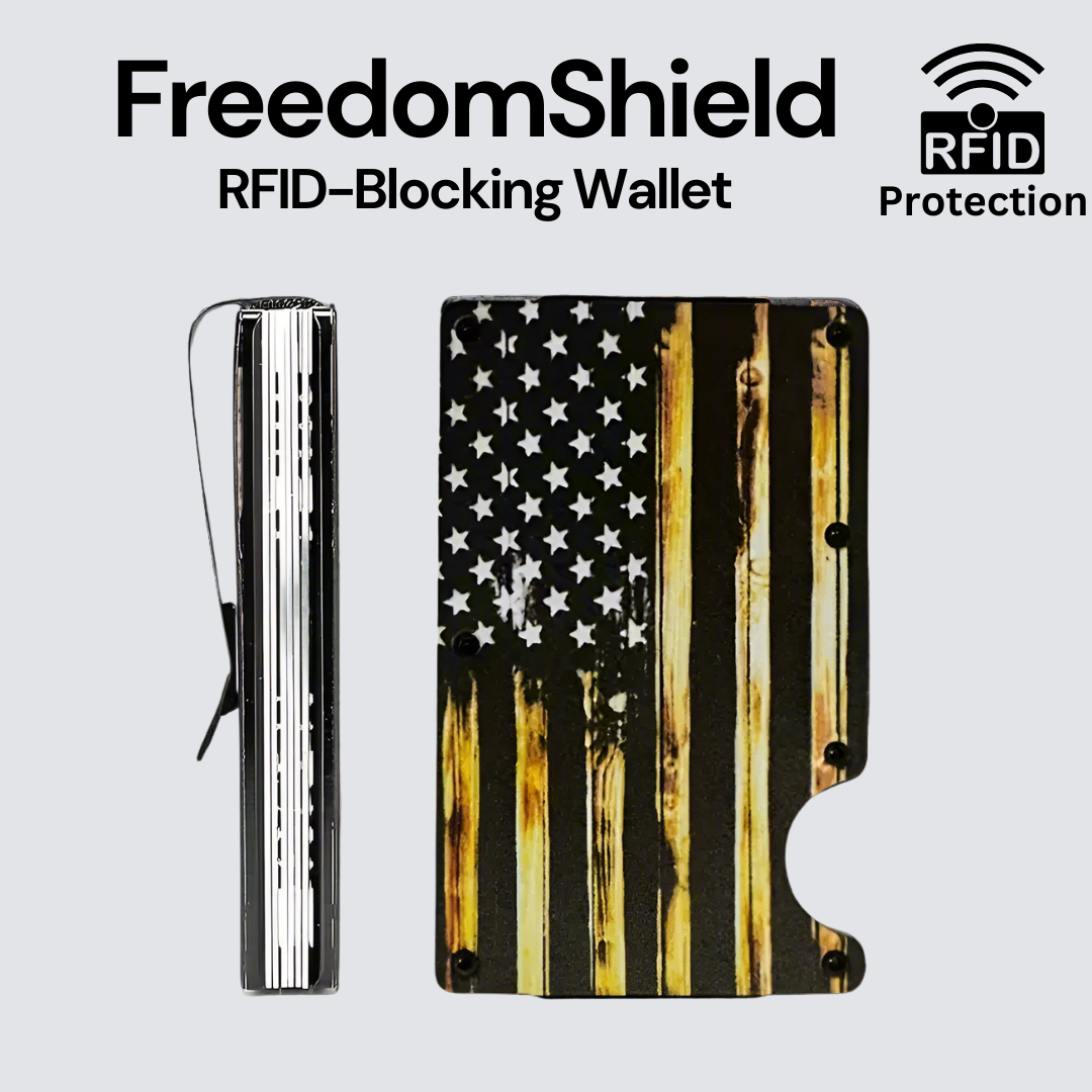 FreedomShield RFID-Blocking Aluminum Alloy Wallet - USA Flag RFID Blocking Card Holder Readi Gear