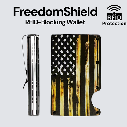 FreedomShield RFID-Blocking Aluminum Alloy Wallet - USA Flag RFID Blocking Card Holder Readi Gear