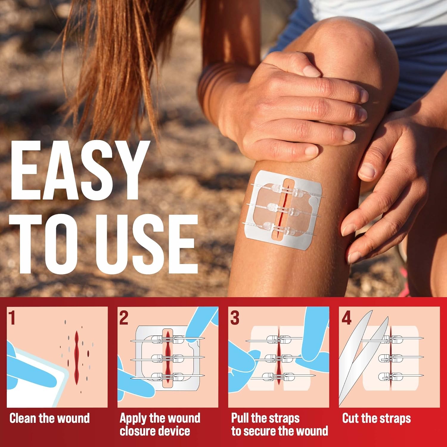 Zipper Wound Closure Kit - Stitch-Free Butterfly Bandages 4-Pack - Zipper wound closure kit Readi Gear