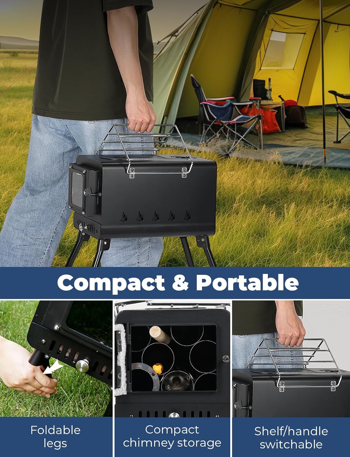 GlacierForge Tent Stove - Portable Heating & Cooking Solution - Camping stove Readi Gear