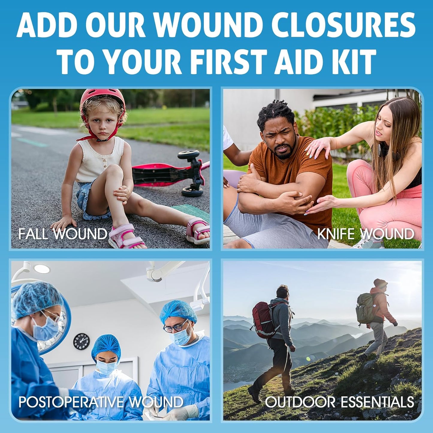 QuickZip Wound Closure Kit - No-Stitch First Aid Kit Essential - Zipper wound closure kit Readi Gear