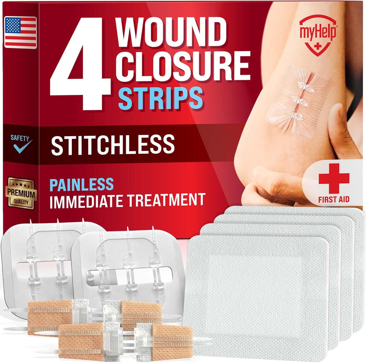 Zipper Wound Closure Kit - Stitch-Free Butterfly Bandages 4-Pack - Zipper wound closure kit Readi Gear