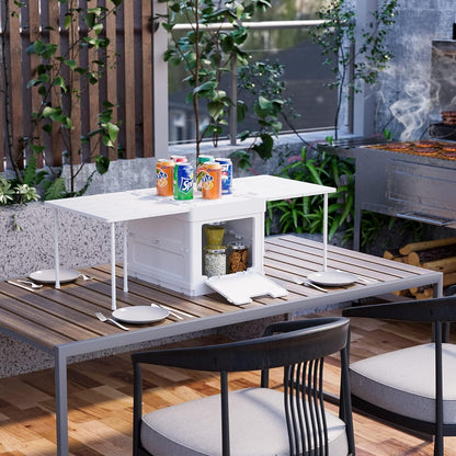 FoldAway Camping Storage Bin & Table with Safety Warning Sign - Readi Gear