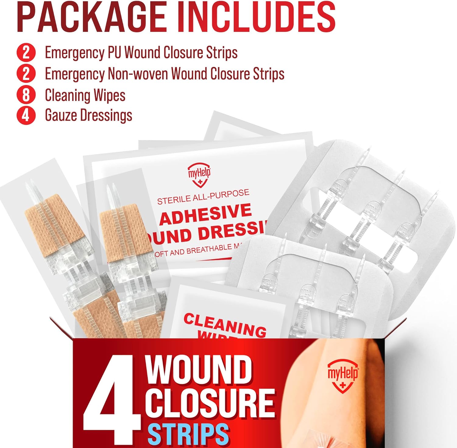 Zipper Wound Closure Kit - Stitch-Free Butterfly Bandages 4-Pack - Zipper wound closure kit Readi Gear