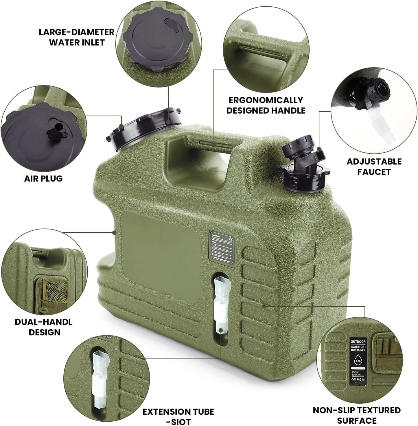 Prepper’s Water Jug – BPA-Free 13L Tank with Spigot & Tool Bag