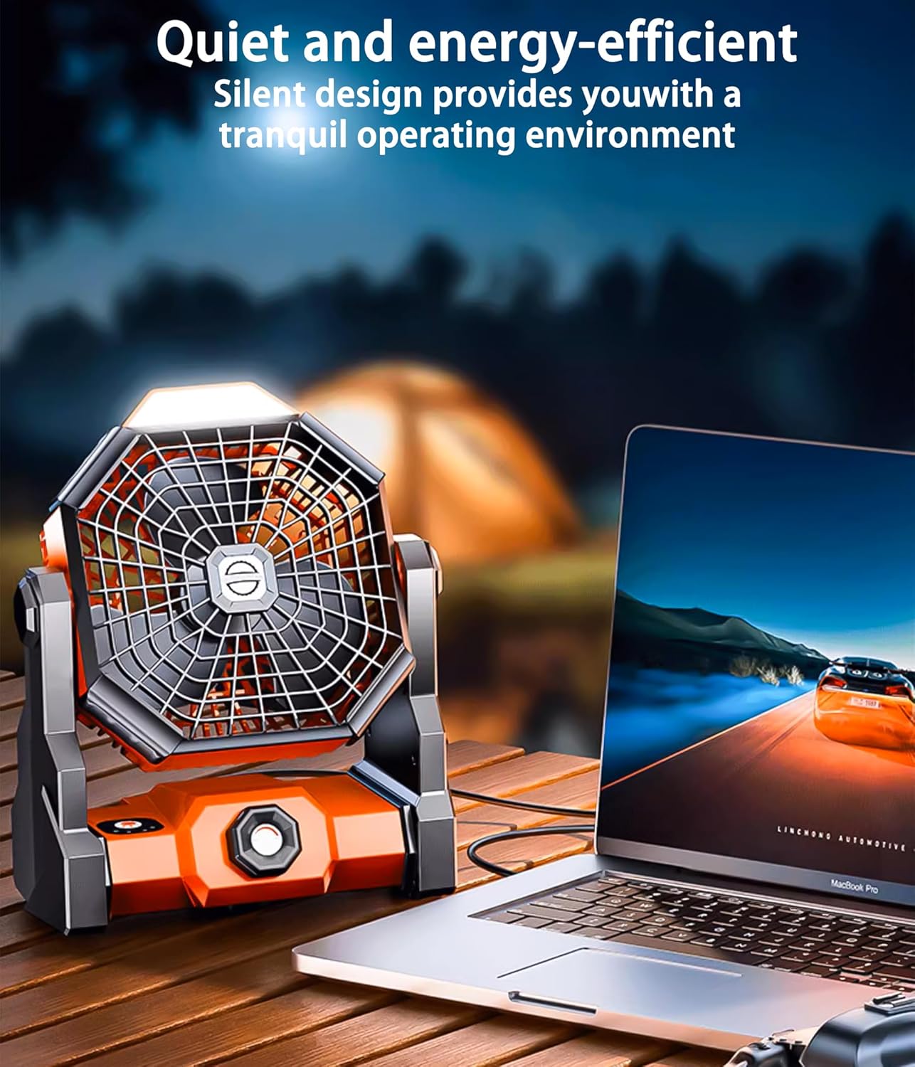 TrailCool Xtreme Rechargeable Camping Fan w/ LED Light & 360° Hook - Camping fan with light Readi Gear