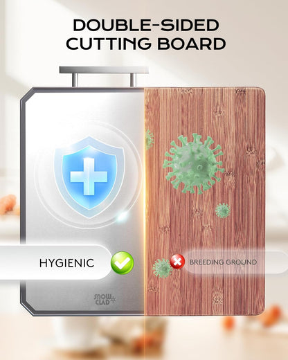 BPA-Free Stainless Steel Cutting Board – Eco-Friendly Wheat Straw Side