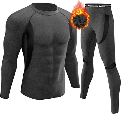 ThermoSkin Fleece-Lined Base Layer Set - Ultra Soft, Stretchy, Breathable - Thermal Underwear Set Readi Gear