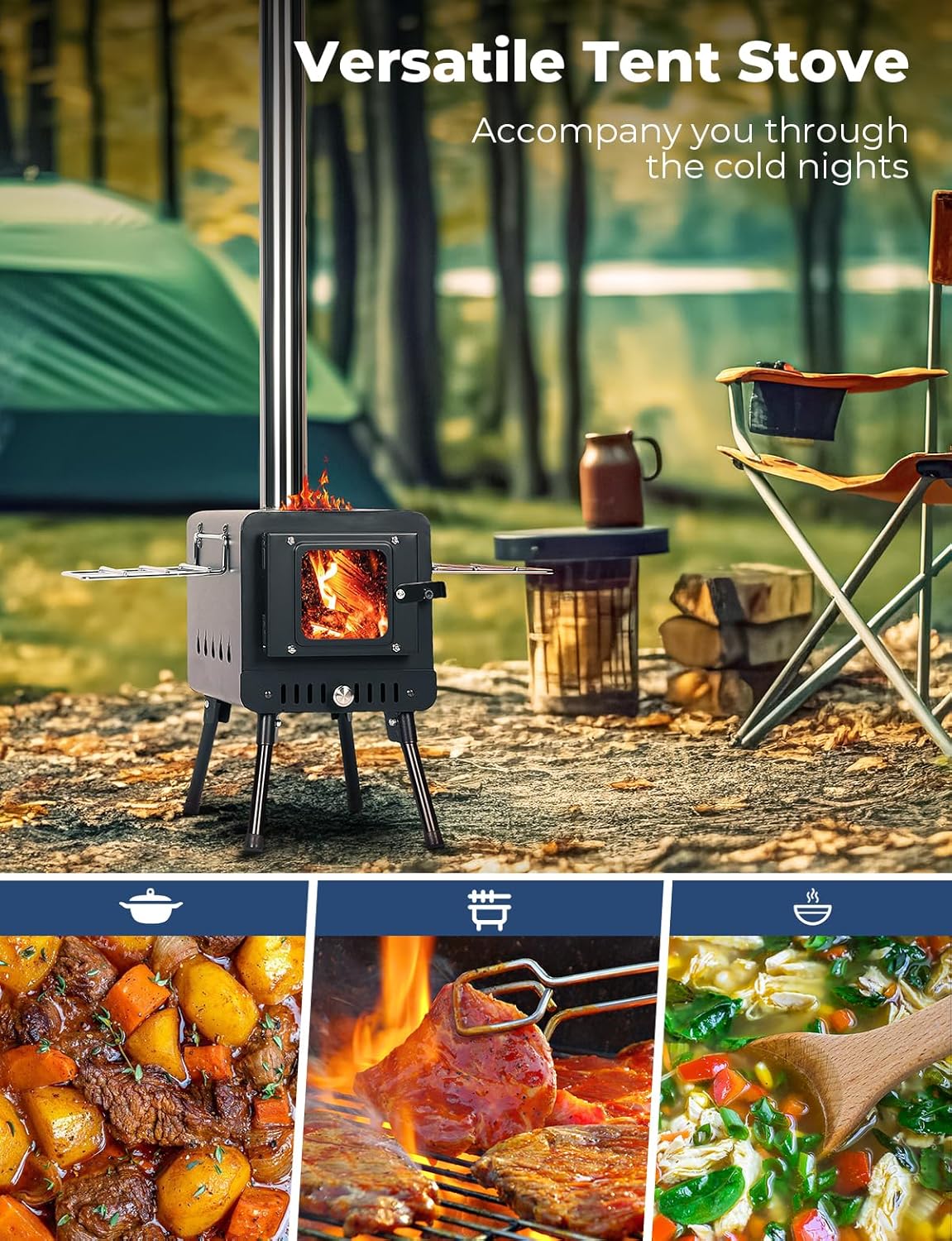 GlacierForge Tent Stove - Portable Heating & Cooking Solution - Camping stove Readi Gear