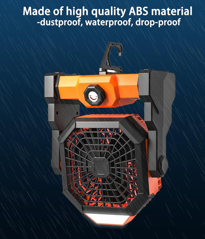 TrailCool Xtreme Rechargeable Camping Fan w/ LED Light & 360° Hook - Camping fan with light Readi Gear