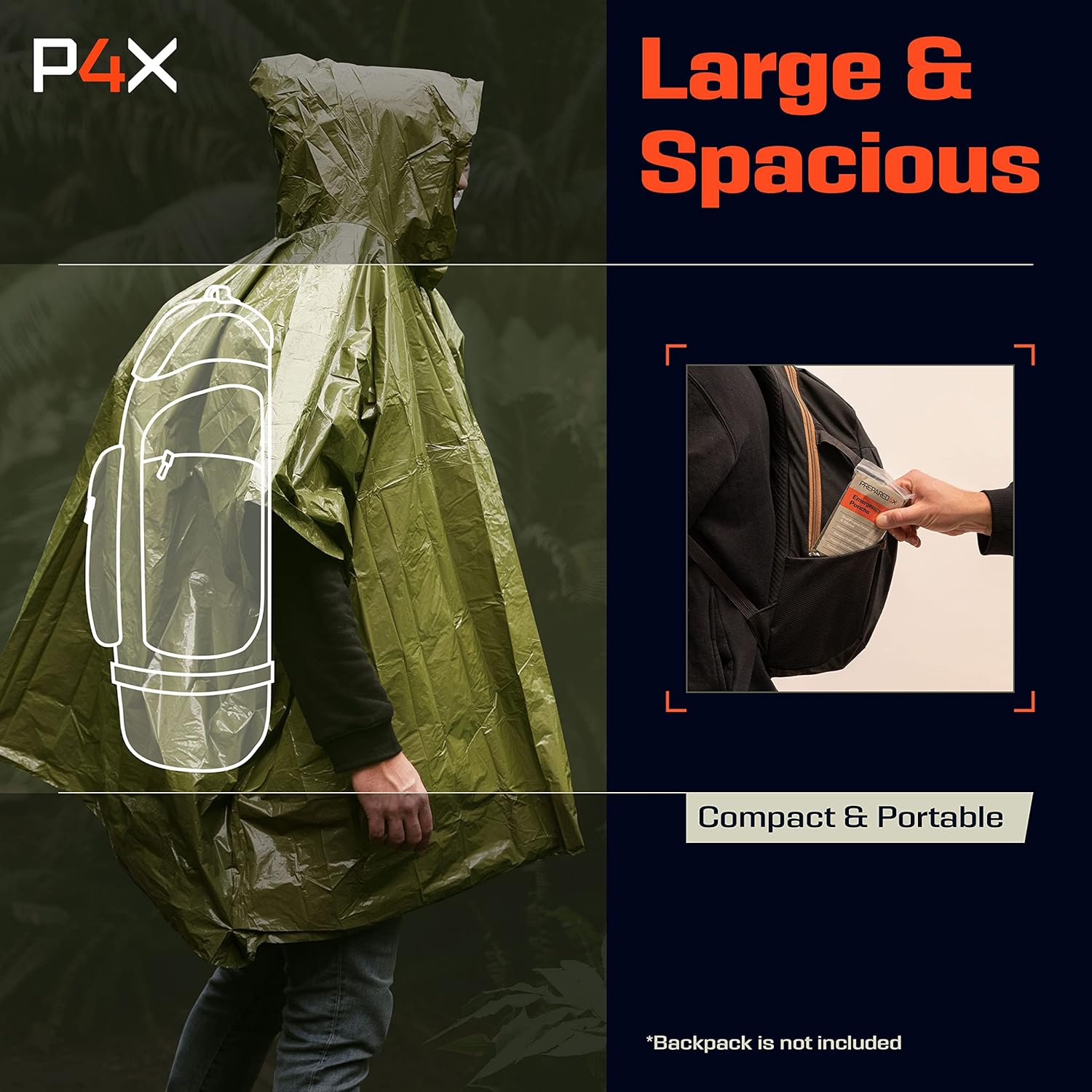All-Weather Survival Poncho with Mylar Blanket - 4 Pack Emergency Kit - Ponchos Readi Gear