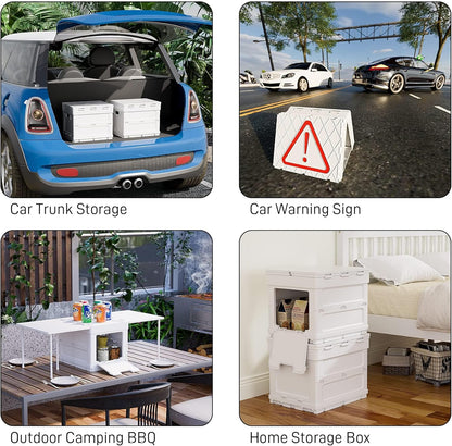 FoldAway Camping Storage Bin & Table with Safety Warning Sign - Readi Gear