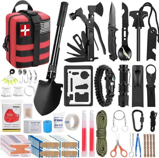 All-in-One Camping Survival Kit - 142-Piece First Aid & Tactical Gear - Camping Survival Kit Readi Gear