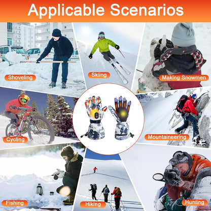 SnowStealth USB Rechargeable Heated Ski/Hunting Gloves - Touchscreen, Waterproof - USB Heated Gloves Readi Gear