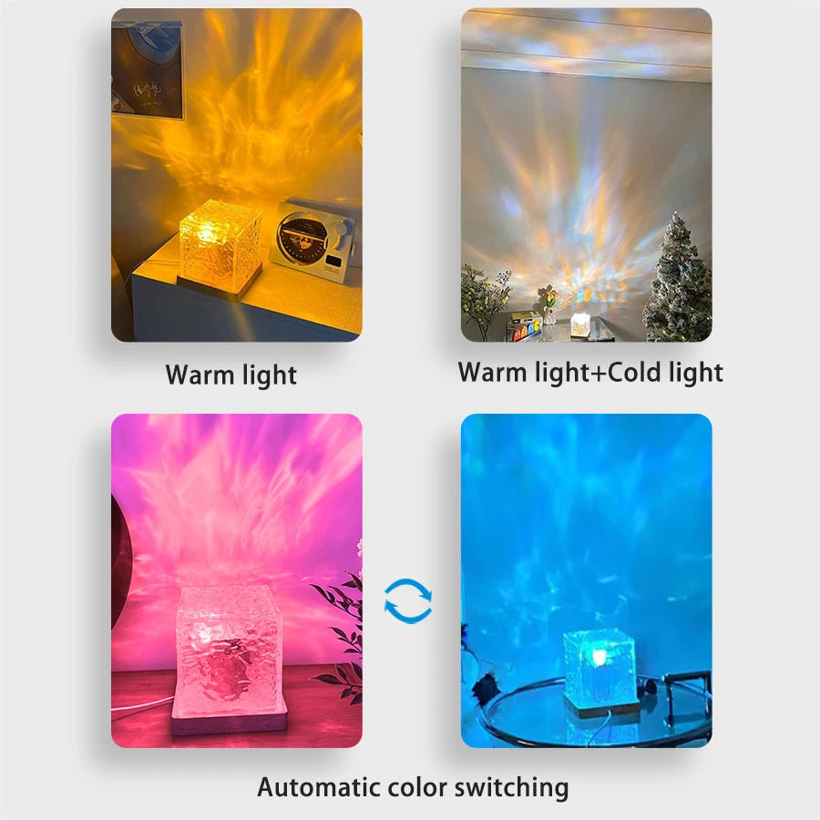 Northern Lights Glow Cube - Rippling, Color-Shifting Night Light - Glowing Night Light Readi Gear
